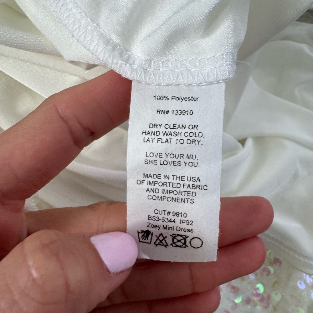 Show Me Your MuMu Zoey White Sequin Mini Dress Small - Picture 6 of 10